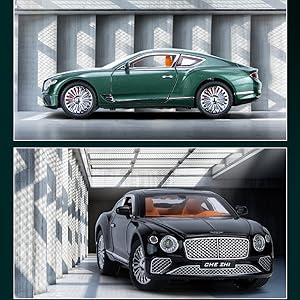 Toy Car Compatible for 1/24 Bentley Continental GT Model Car Alloy Diecast Collectible Pull Back Car Toy Door Can Be Opened for Boys Girls Gift(Green)