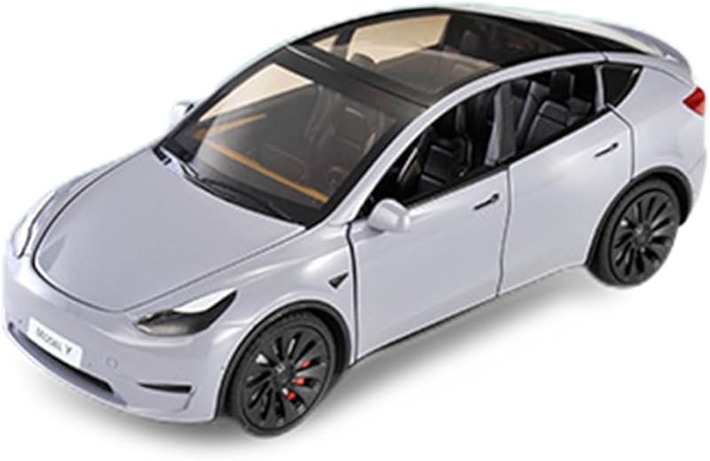 1/24 Model Y Toy Cars Alloy Diecast Model Car, Pull Back Model Y Model Car with Light, Big Model Y Diecast Car Model Toy Suitable for Kids Adults Birthday Gift (White)