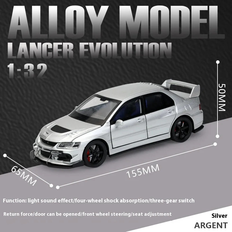 JDM 1:32 Mitsubishi Lancer Evolution Ninth Generation Super Racing Metal Alloy Diecast Car Model Sound & Light Right Rudder Gift