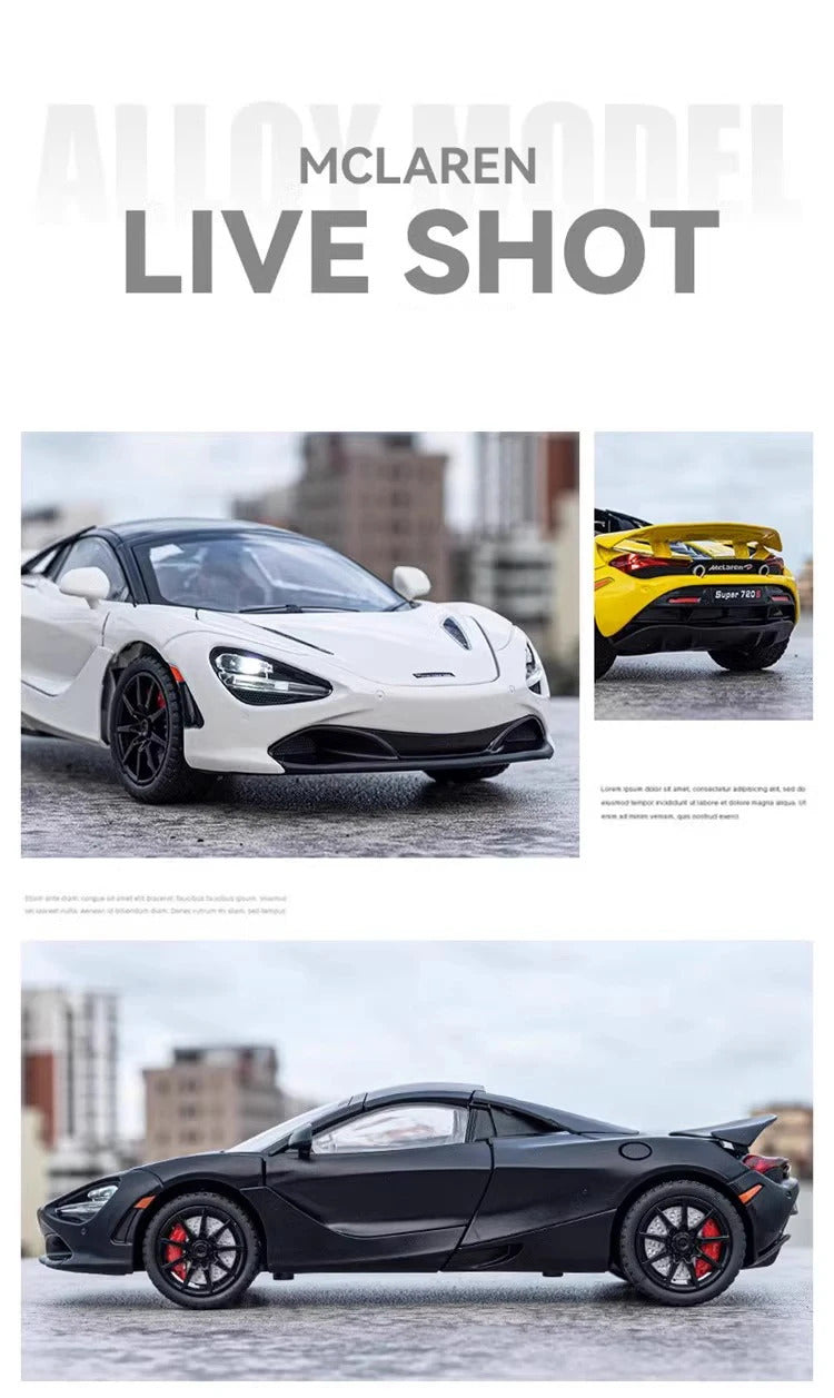 Mclaren 720s 1:24 Super Sportcar Sound & Light Miniatures Alloy Diecast Model Car Presents For Boyfriend Toys For Kid Gift Metal