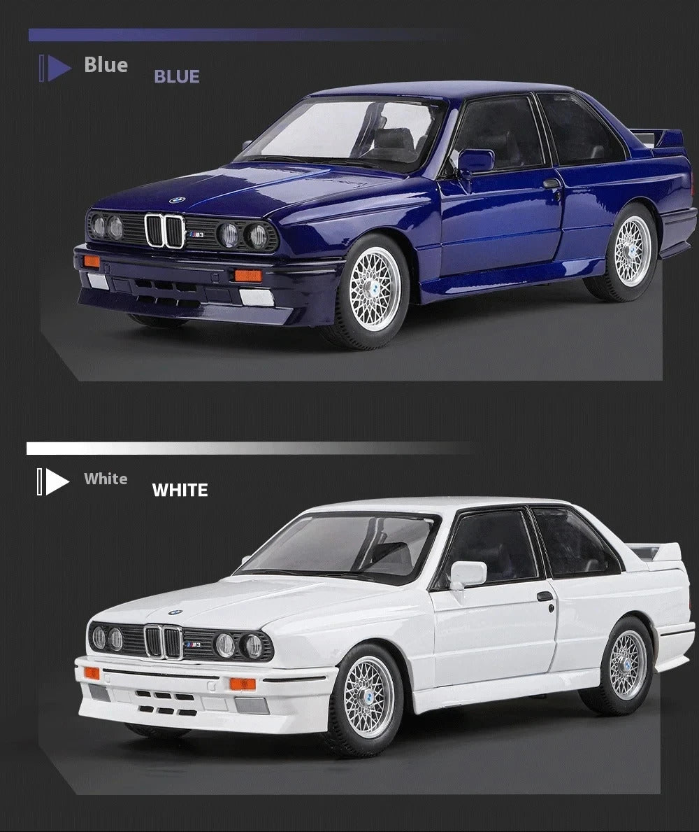 1:24 1988 BMW M3 E30 Alloy Sports Car Model Diecasts Metal Classic Car Model High Simulation Sound and Light Childrens Toys Gift