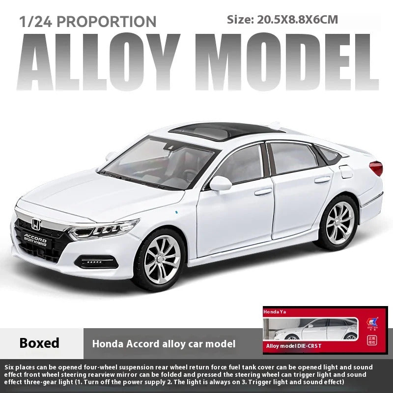 1:24 Accord Limousine Sound & Light Alloy Metal Diecast Car Model Collecting Hobby Decoration Trendy Holiday Gift Box Boy