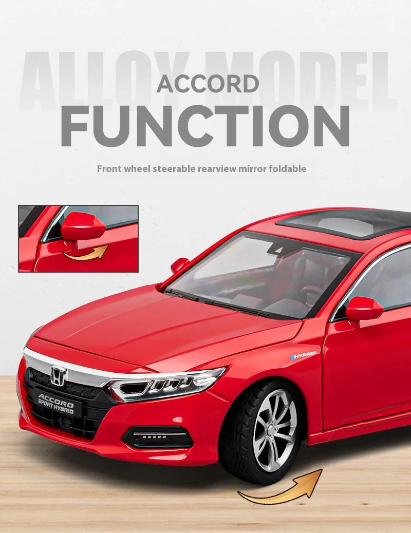 1:24 Accord Limousine Sound & Light Alloy Metal Diecast Car Model Collecting Hobby Decoration Trendy Holiday Gift Box Boy