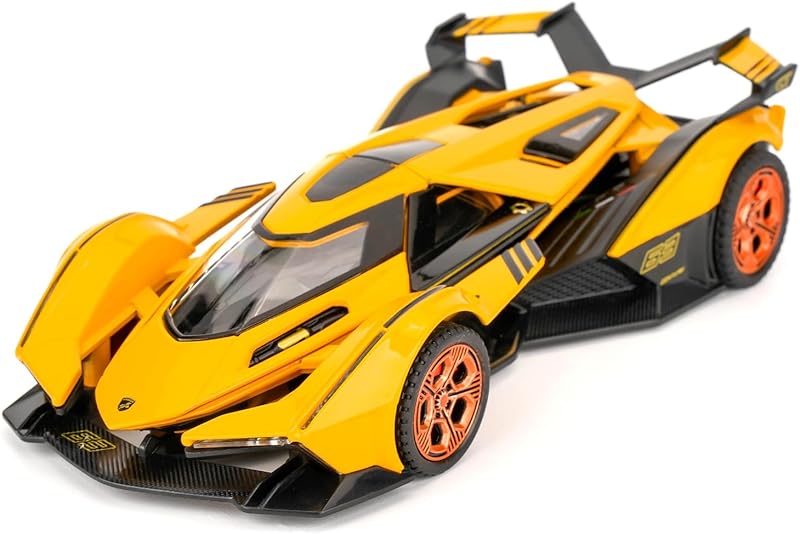 BDTCTK 1/32 Lamborghini V12 Vision GT Model Car, Zinc Alloy Pull Back Toy Car with Sound and Light for Kids Boy Girl Gift(Blue)