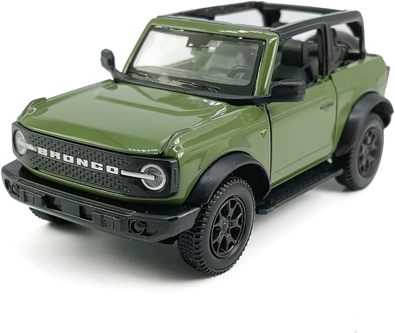 2-Door Bronco Badlands Model Car 1/36 Scale Diecast Toy Cars Metal Alloy Children’s Vehicles, Pull Back Doors Open, Black Rim, Mens Collection, Kids Toys for Boys Gifts, Cake Topper Home Décor, Blue