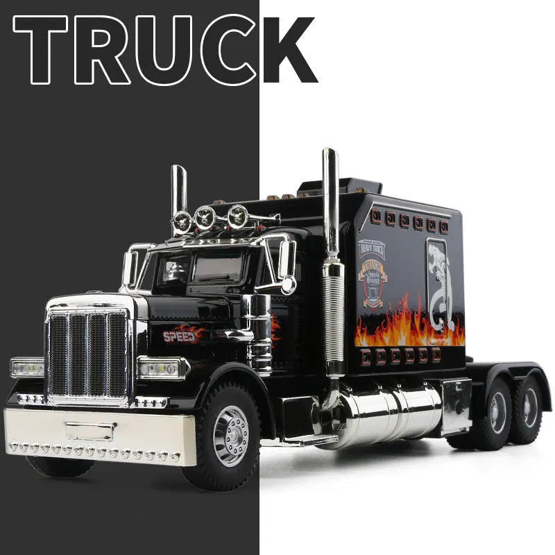 New 1/24 Alloy Trailer Truck Head Car Model Diecast Metal Container Truck Engineering Transport Vehicles Car Model Kids Toy Gift