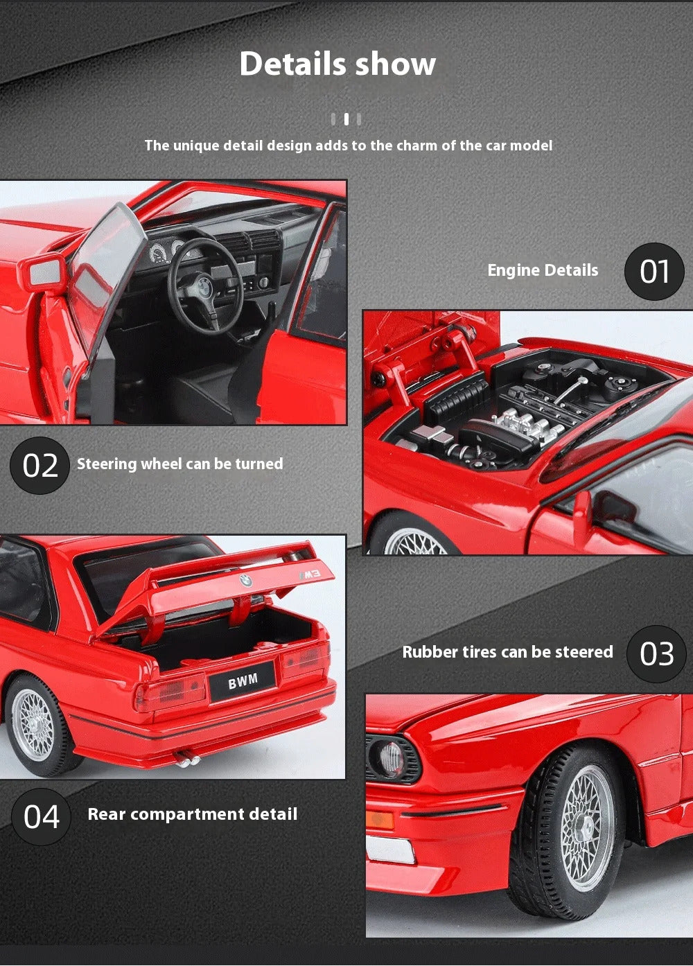 1/24 BMW M3 1988 Street Car Diecast Alloy Metal Model Car Collection Hobbies Decorative Ornament Gift Box For Boyfriend Present