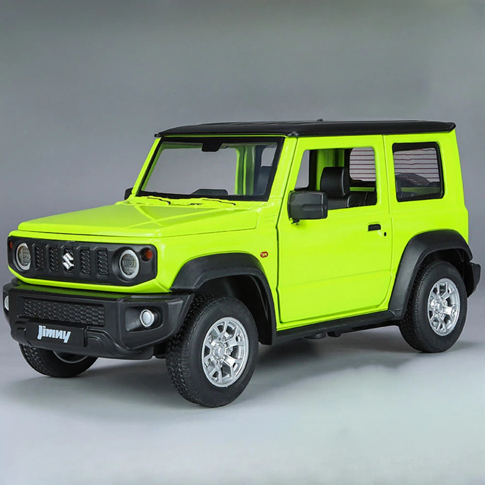 1:24 Suzuki Jimny Car Model Toys Alloy Diecast SUV 4 Doors Opened Pull Back Sound Light Shock Absorption Ornament Vehicles Gifts