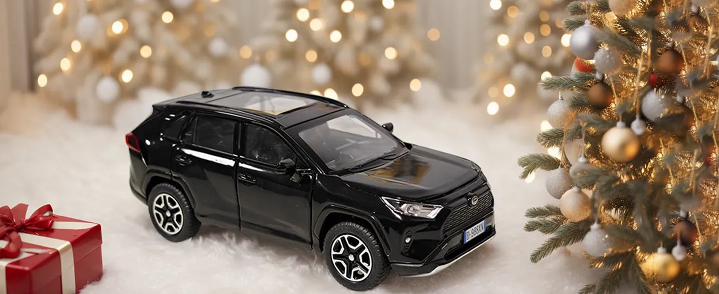Model Car 1/32 RAV4 Toy Car Alloy Diecast Collectible Model with Light and Sound Toy Vehicle for Boys Kids Toddler Gift Black car