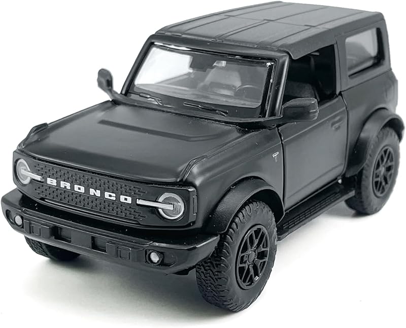 2-Door Bronco Badlands Model Car 1/36 Scale Diecast Toy Cars Metal Alloy Children’s Vehicles, Pull Back Doors Open, Black Rim, Mens Collection, Kids Toys for Boys Gifts, Cake Topper Home Décor, Blue