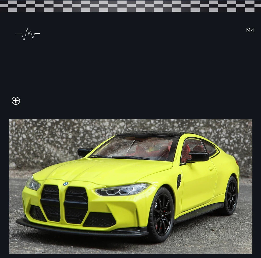 1:24 M4 G82 Coupe Alloy Sports Car Model Diecasts Metal Vehicles Car Model Simulation Sound Light Collection Chlidrens Toys Gift
