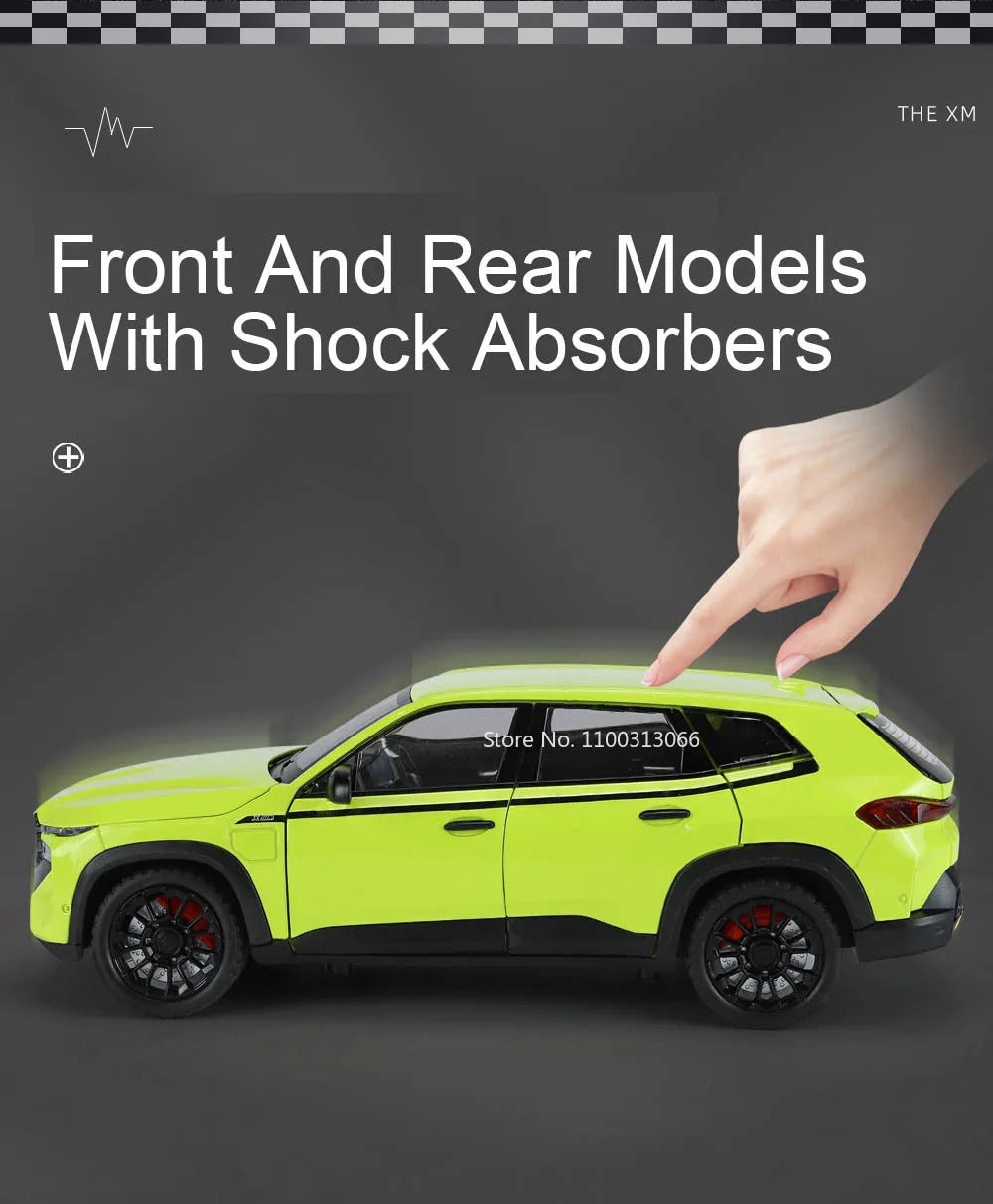 1/24 The XM Alloy Car Models Toy Diecasts Off-road Vehicles with Light Sound Pull Back Function SUV Car Toys for Kids Boys Gifts