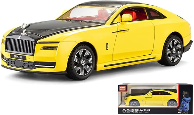 EROCK 1:24 Rolls Royce car Model, zinc Alloy car Model Toy with Sound Effects and Lights, Suitable for Adults and Children as Gifts, Decorations, Collectibles. (Black)