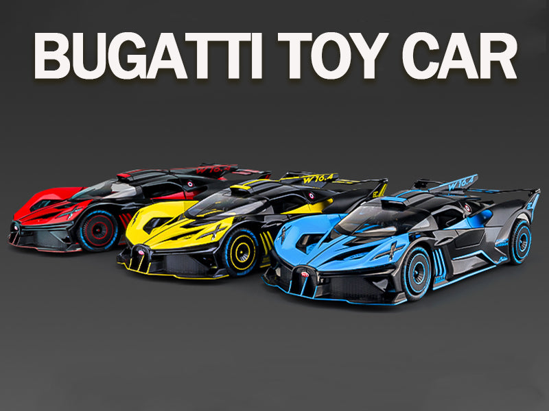 Toy Car Model for Bugatti Compatible with 1:24 Bugatti Bolide Alloy Diecast Car Toy with Lights and Music, Pull Back Car Toys for Kids Boys Girls Gift (Blue)