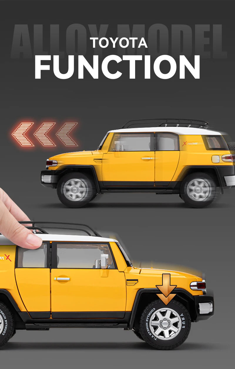 1:24 TOYOTA FJ Cruiser Alloy Car Model Diecast & Toy Metal Off-road Vehicles Car Model Simulation Sound and Light Childrens Gift