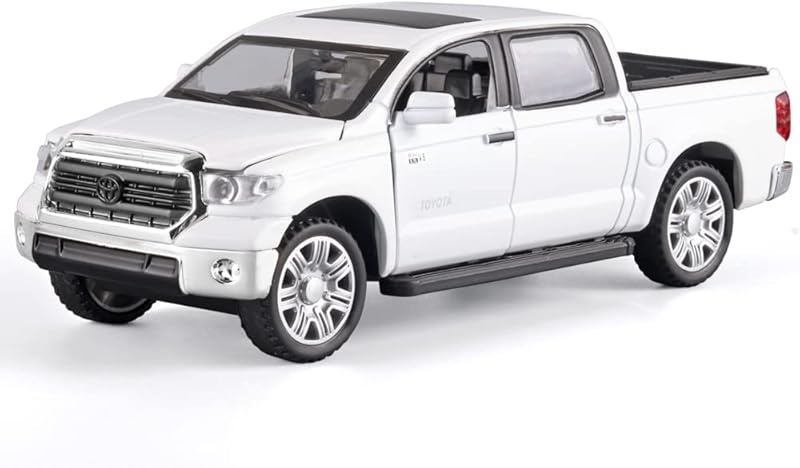 Toy Pickup Trucks for Boys 1/32 Tundra Diecast Cars Model，Zinc Alloy Toy Pickup Truck，with Sound and Light、Pull Back，Birthday Gifts for Kids Ages 3 Year and UP（White）