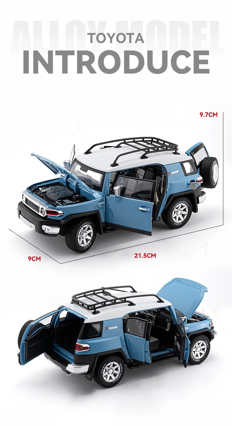 1:24 TOYOTA FJ Cruiser Alloy Car Model Diecast & Toy Metal Off-road Vehicles Car Model Simulation Sound and Light Childrens Gift