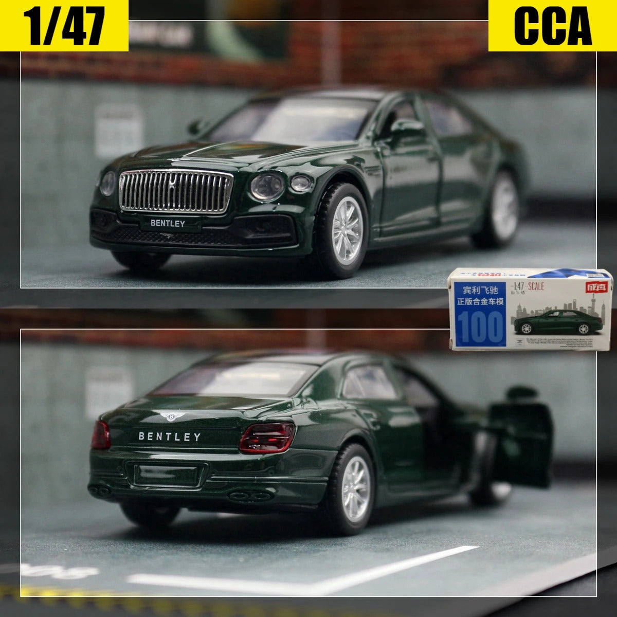 1/47 Bentley Flying SPUR HYBRID Toy Car For Children Diecast Metal 1:43 Miniature Model Pull Back Free Wheel Collection Gift Boy