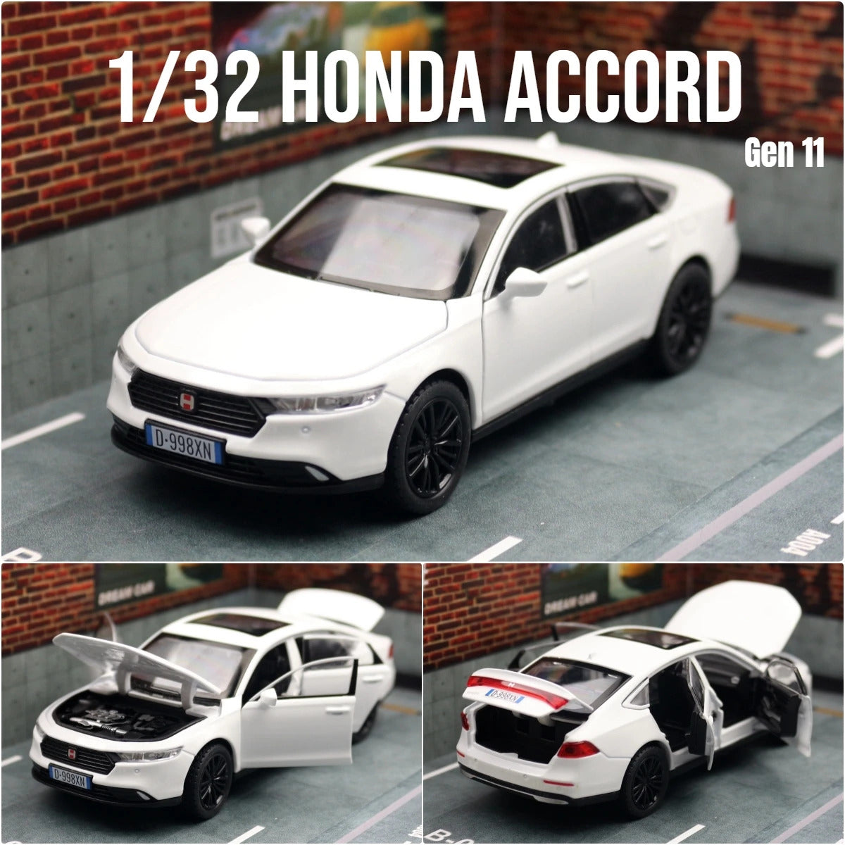 1/32 Honda Accord Gen11 Sedan Hybrid Toy Car Model Diecast Metal Vehicle Miniature For Children Pull Back Collection Kid Boys