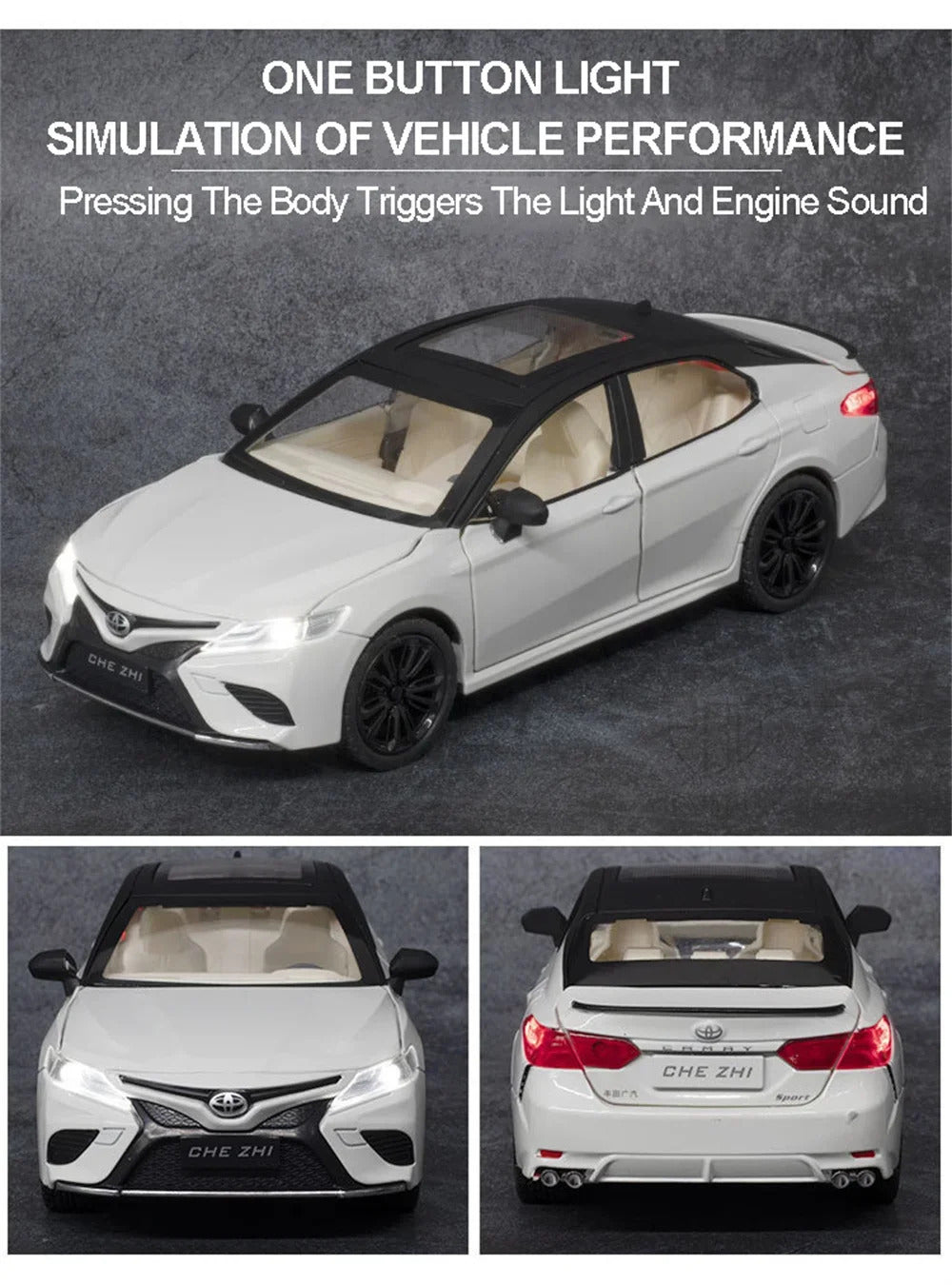1:24 Toyota Camry Alloy Car Model Toys Metal Diecast High Simulation Strong Vehicle Model Sound Light Toy For Boys Birthday Gift