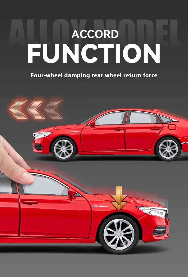 1:24 Accord Limousine Sound & Light Alloy Metal Diecast Car Model Collecting Hobby Decoration Trendy Holiday Gift Box Boy