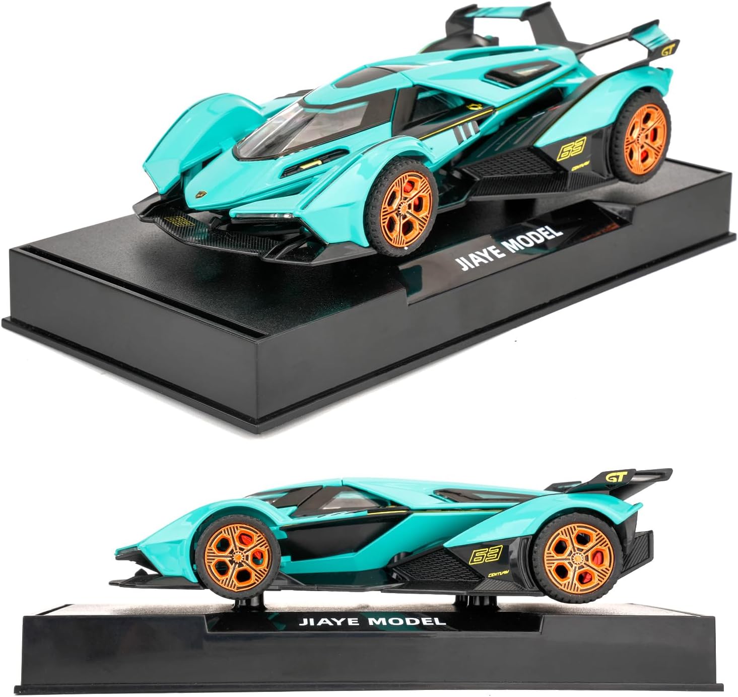 BDTCTK 1/32 Lamborghini V12 Vision GT Model Car, Zinc Alloy Pull Back Toy Car with Sound and Light for Kids Boy Girl Gift(Blue)
