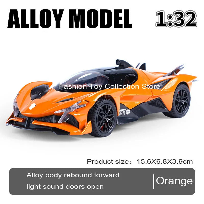 1: 32 APOLLO EVA Alloy Car Model High Simulation Diecasts Toy With Sound and Light Pull Back Vehicles Decoration Toys  For Kids
