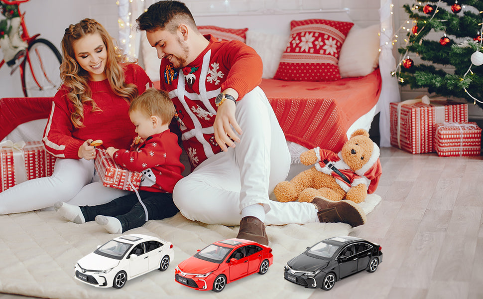 BDTCTK Compatible for 1:32 Corolla Model Car, Zinc Alloy Pull Back Toy Car with Sound and Light for Kids Boy Girl Black