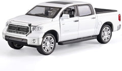 Toy Pickup Trucks for Boys 1/32 Tundra Diecast Cars Model，Zinc Alloy Toy Pickup Truck，with Sound and Light、Pull Back，Birthday Gifts for Kids Ages 3 Year and UP（White）