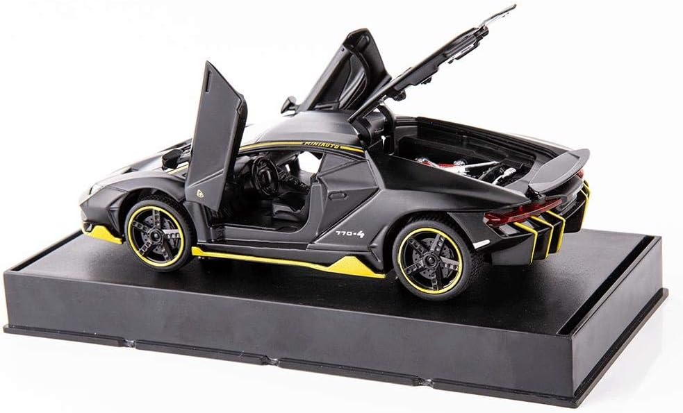 BDTCTK 1:32 Lambo LP770 Car Model Toy Child Sound and Light Pull Back Car Zinc Alloy Toys for Kids Boy Girl Gift (Black)