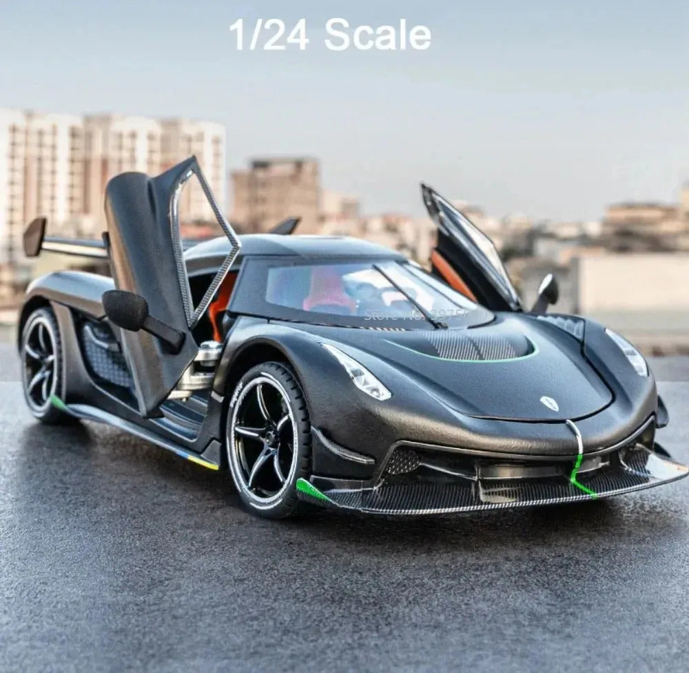 1:24 Scale Jesko Sports Cars Models Toys Alloy Diecast Wheel Pull Back Supercar 4 Doors Opened Vehicles for Boys Birthday Gifts