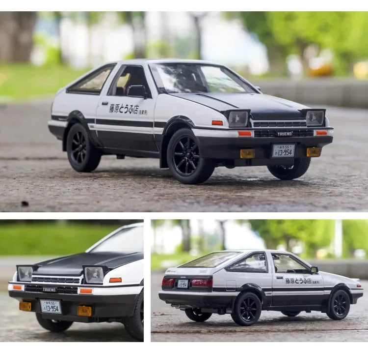 1:24 Initial D Toyota Trueno AE86 Alloy Diecast Car Model Sports Car Toys For Kids Adults Pull Back Vehicles Toy Cars Black Hood