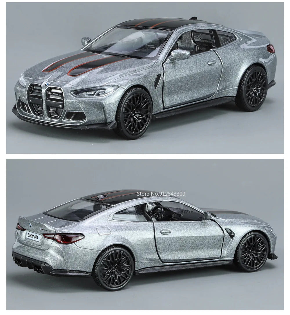 1/36 BMW M4 CSL Alloy Toys Car Model High Simulation Metal Genuine Door Opened Pull Back Function Boys Birthday Gifts Collection
