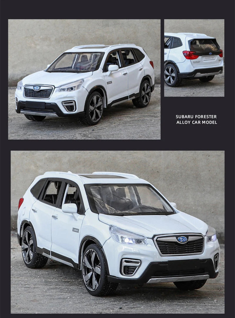 1/30 Subaru Forester SUV Alloy Car Model Diecast Metal Off-road Vehicles Car Model Simulation Sound and Light Childrens Toy Gift