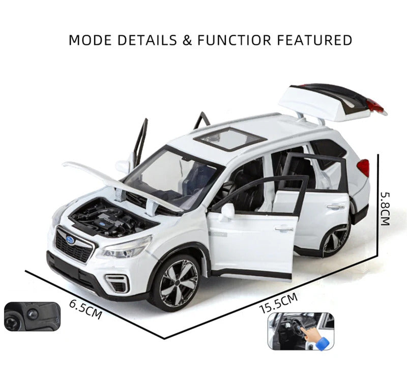 1/30 Subaru Forester SUV Alloy Car Model Diecast Metal Off-road Vehicles Car Model Simulation Sound and Light Childrens Toy Gift