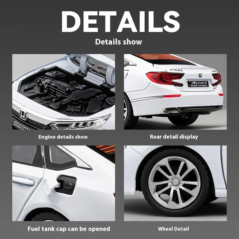 1:24 Accord Limousine Sound & Light Alloy Metal Diecast Car Model Collecting Hobby Decoration Trendy Holiday Gift Box Boy