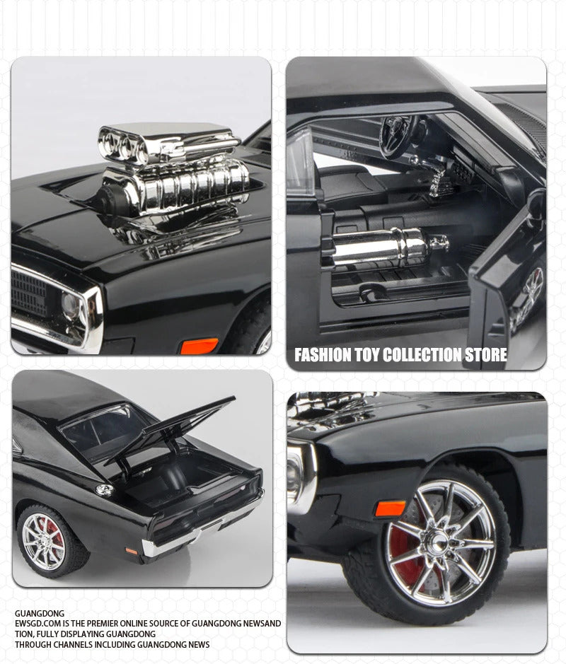1:24 Challenger 1970 Fast & Furious 7 Alloy Car Model Diecasts Toy With Sound and Light Vehicles Decoration Toys For Kids Gift