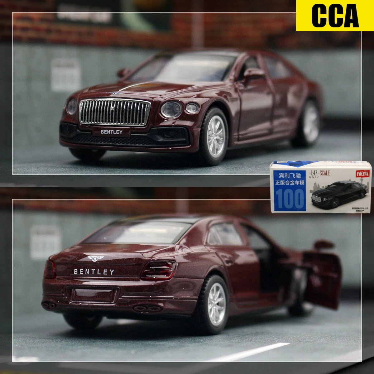 1/47 Bentley Flying SPUR HYBRID Toy Car For Children Diecast Metal 1:43 Miniature Model Pull Back Free Wheel Collection Gift Boy
