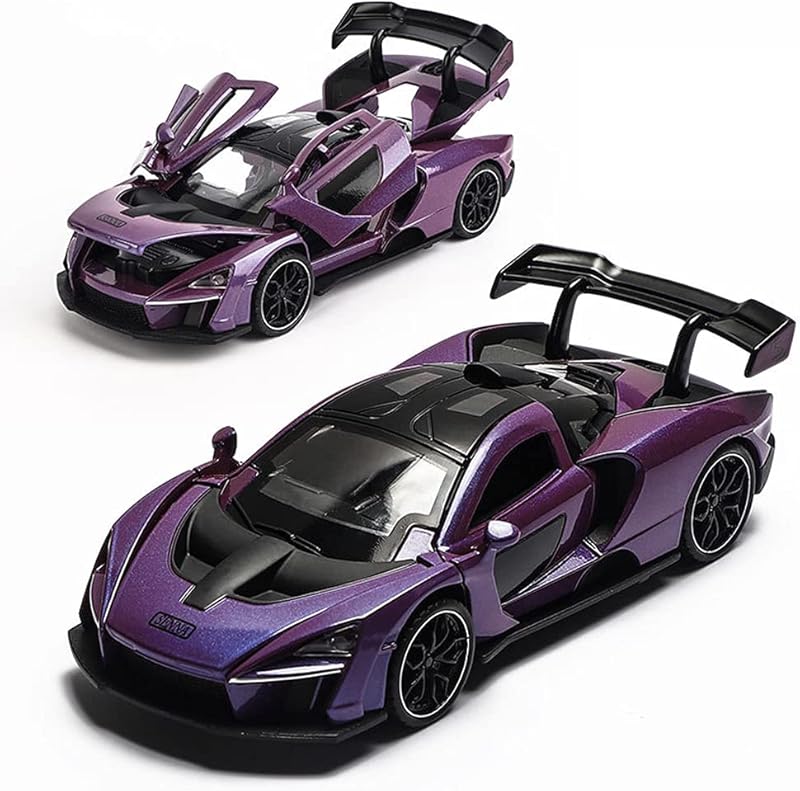 Diecast Toy Car McLaren 720S Sports Car Model,Zinc Alloy Simulation Casting Pull Back Vehicles,1:32 Scale Mini Supercar Toys with Lights and Music for Toddlers Kids Children Gift (720S-Green)