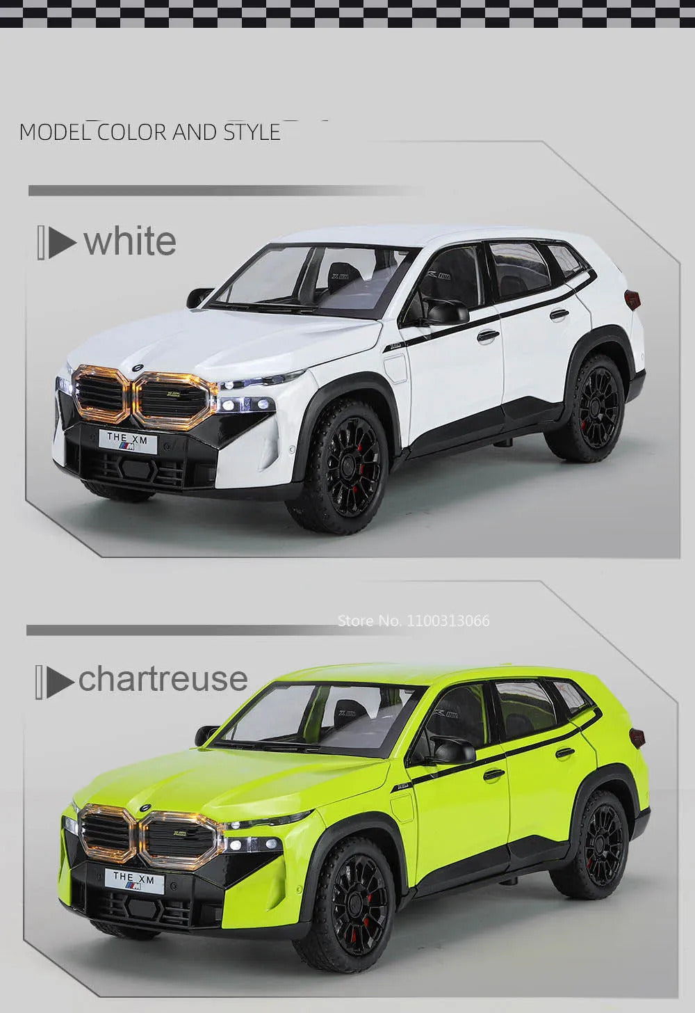 1/24 The XM Alloy Car Models Toy Diecasts Off-road Vehicles with Light Sound Pull Back Function SUV Car Toys for Kids Boys Gifts