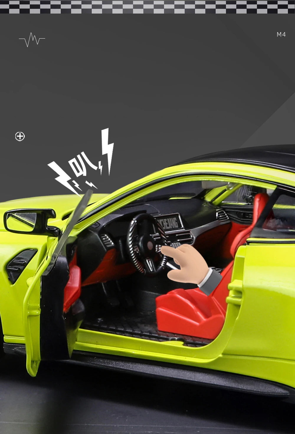1:24 M4 G82 Coupe Alloy Sports Car Model Diecasts Metal Vehicles Car Model Simulation Sound Light Collection Chlidrens Toys Gift