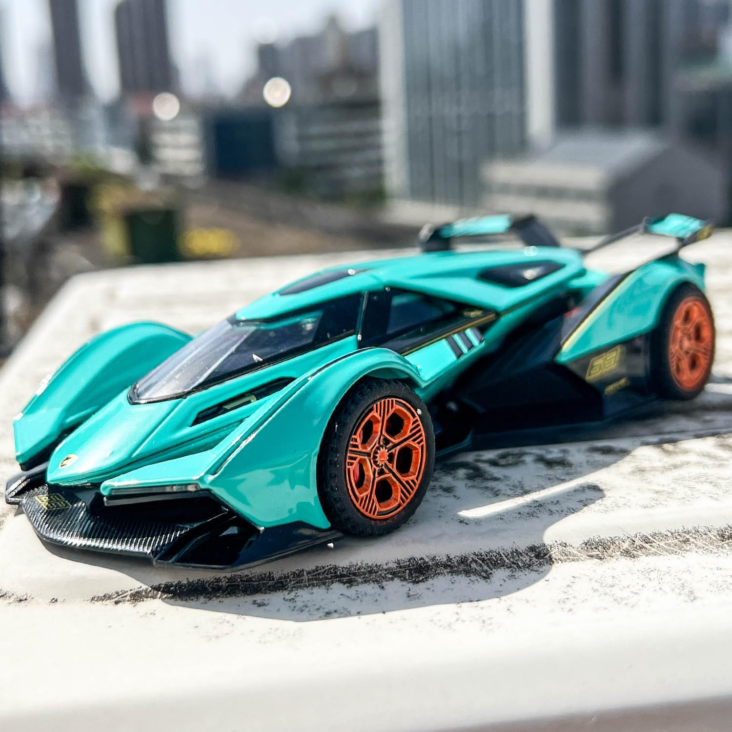 BDTCTK 1/32 Lamborghini V12 Vision GT Model Car, Zinc Alloy Pull Back Toy Car with Sound and Light for Kids Boy Girl Gift(Blue)