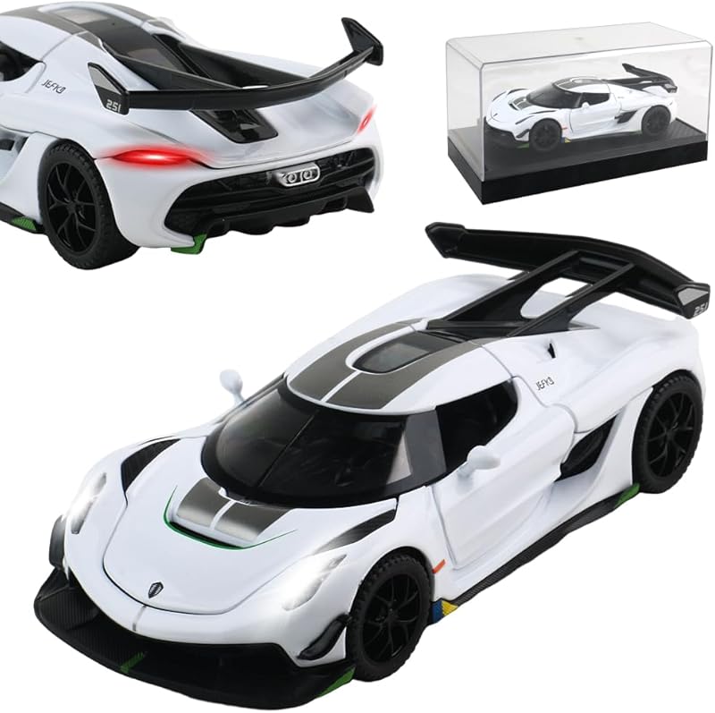 Diecast Toy Car McLaren 720S Sports Car Model,Zinc Alloy Simulation Casting Pull Back Vehicles,1:32 Scale Mini Supercar Toys with Lights and Music for Toddlers Kids Children Gift (720S-Green)