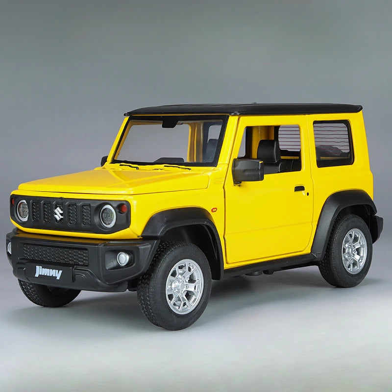 1:24 Suzuki Jimny Car Model Toys Alloy Diecast SUV 4 Doors Opened Pull Back Sound Light Shock Absorption Ornament Vehicles Gifts