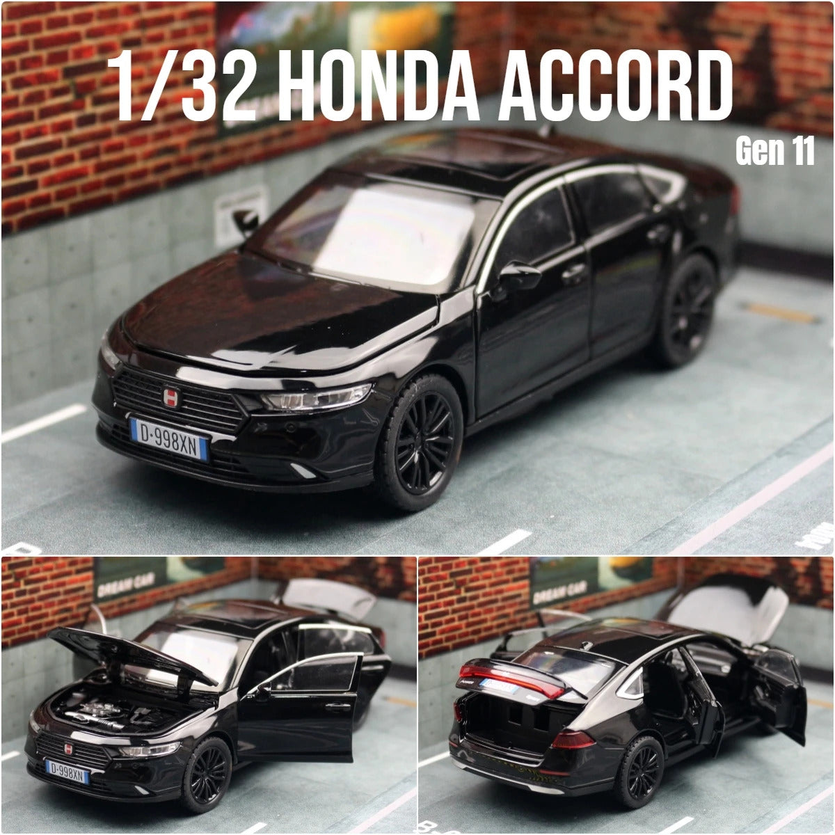1/32 Honda Accord Gen11 Sedan Hybrid Toy Car Model Diecast Metal Vehicle Miniature For Children Pull Back Collection Kid Boys