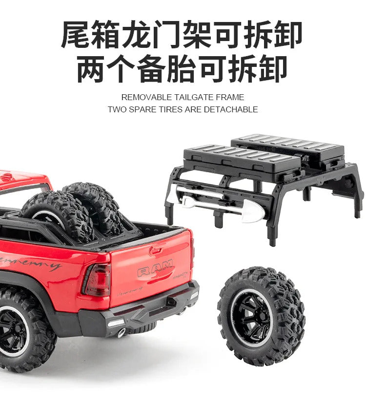 Diecast 1:32 RAM 1000 TRX Mammoth Pickup Alloy Model Car Toy Metal Casting Sound and Light Car Toys For Children Vehicle Toy Set