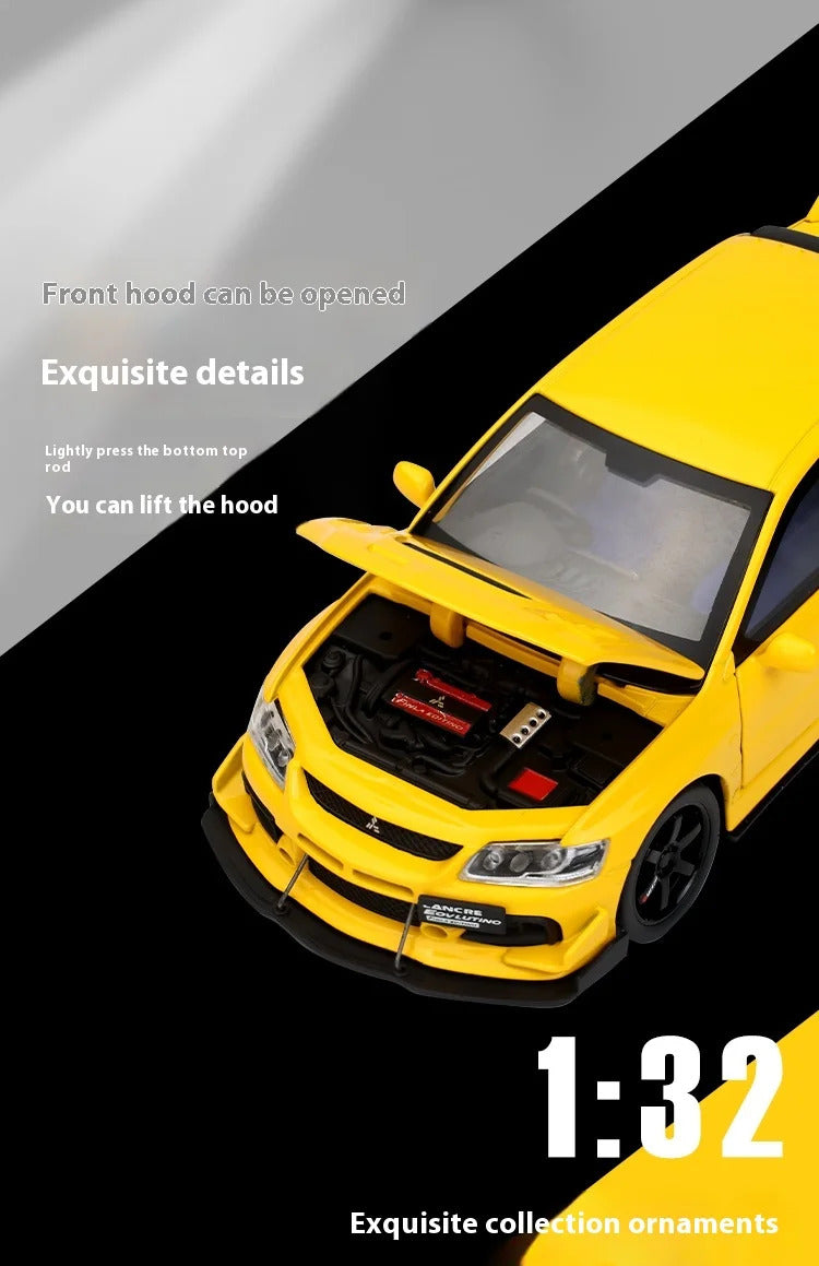 JDM 1:32 Mitsubishi Lancer Evolution Ninth Generation Super Racing Metal Alloy Diecast Car Model Sound & Light Right Rudder Gift
