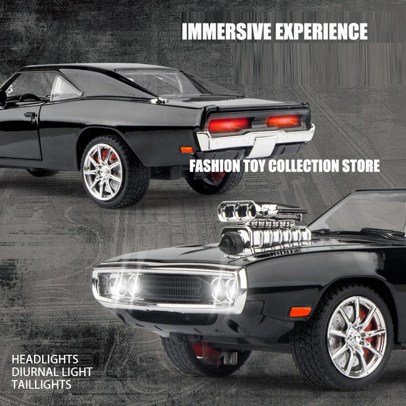 1:24 Challenger 1970 Fast & Furious 7 Alloy Car Model Diecasts Toy With Sound and Light Vehicles Decoration Toys For Kids Gift