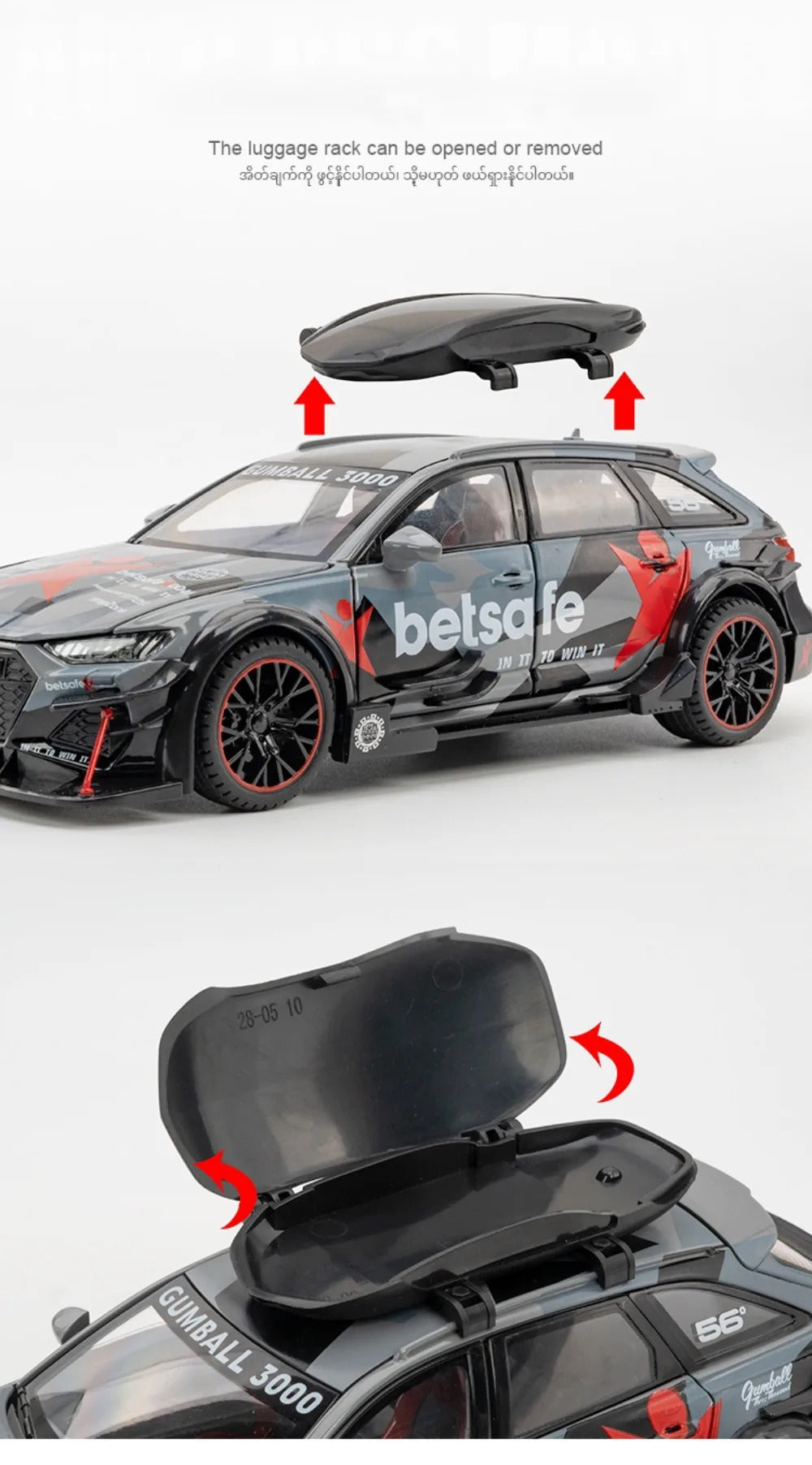 1/24 Audi RS6 Modified Vehicles Car Model Toys Alloy Diecast  With Pull Back Light & Sound Model Cars Boys Gifts For Children