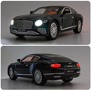Toy Car Compatible for 1/24 Bentley Continental GT Model Car Alloy Diecast Collectible Pull Back Car Toy Door Can Be Opened for Boys Girls Gift(Green)